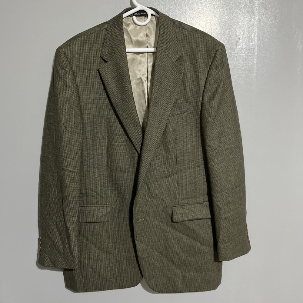 VTG Polo Ralph Lauren Blazer Mens 46 Long Green 100% Pure New Wool‎ Button Lined